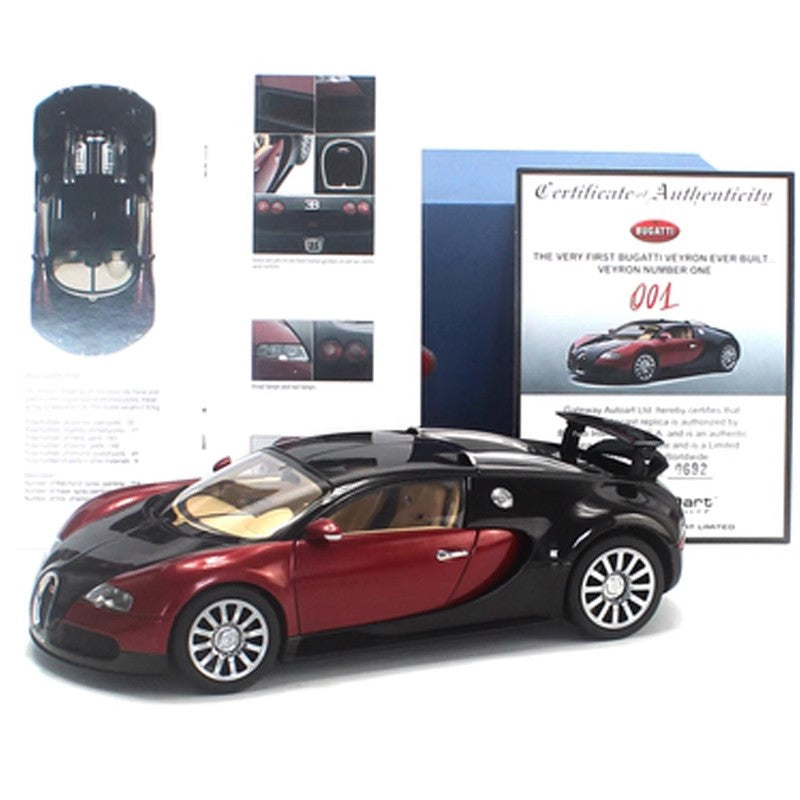 AUTOart Bugatti Veyron EB 16.4 – 1:18 Scale Alloy Mode(Black,Red, Full Function Display Piece)(70909)