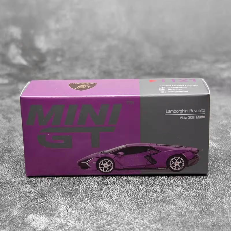 MINI GT 1:64 Lamborghini Revuelto Viola 30th Matte Diecast Model Car