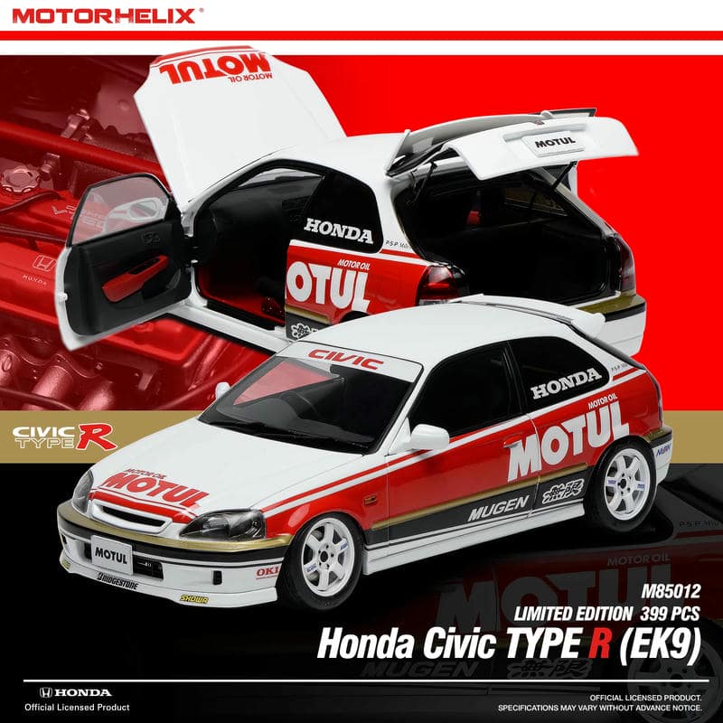 Motorhelix 1:18 Honda Civic Type R (EK9) Diecast Model – YX car model