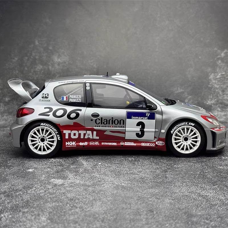 Peugeot 206 WRC – Panizzi TDC Silver 2002 (1:18 Scale by OTTO, Limited Edition of 2,000)(OT1085)