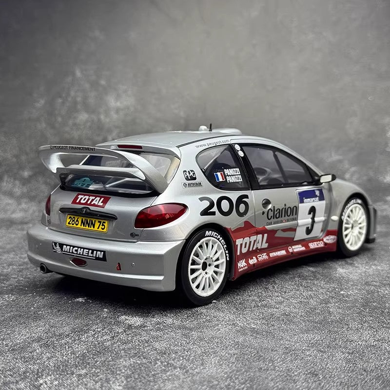 Peugeot 206 WRC – Panizzi TDC Silver 2002 (1:18 Scale by OTTO, Limited Edition of 2,000)(OT1085)