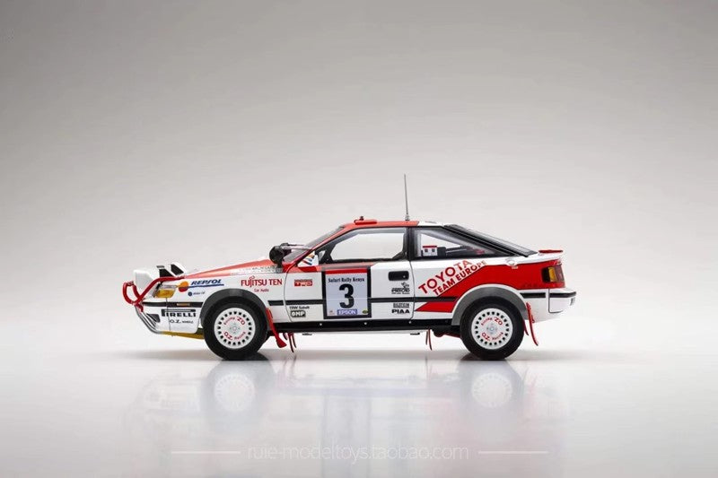 Toyota Celica GT-Four ST185 1:18 Diecast Rally Model by Kyosho (1990 Safari #3 / 1991 Monte Carlo #2)
