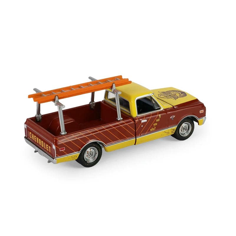 GreenLight 1:64 Chevrolet C-10 Pickup with Ladder Rack Warning Edition Diecast Model