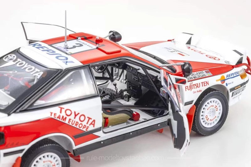 Toyota Celica GT-Four ST185 1:18 Diecast Rally Model by Kyosho (1990 Safari #3 / 1991 Monte Carlo #2)