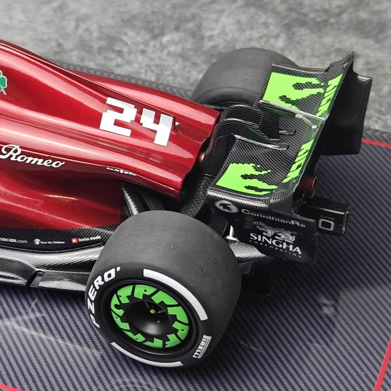 Alfa Romeo F1 C43 – #24 Zhou Guanyu Belgium GP Edition 1:18 Scale Model by Kilo NZG (Alloy Shell + Display Base & Cover)