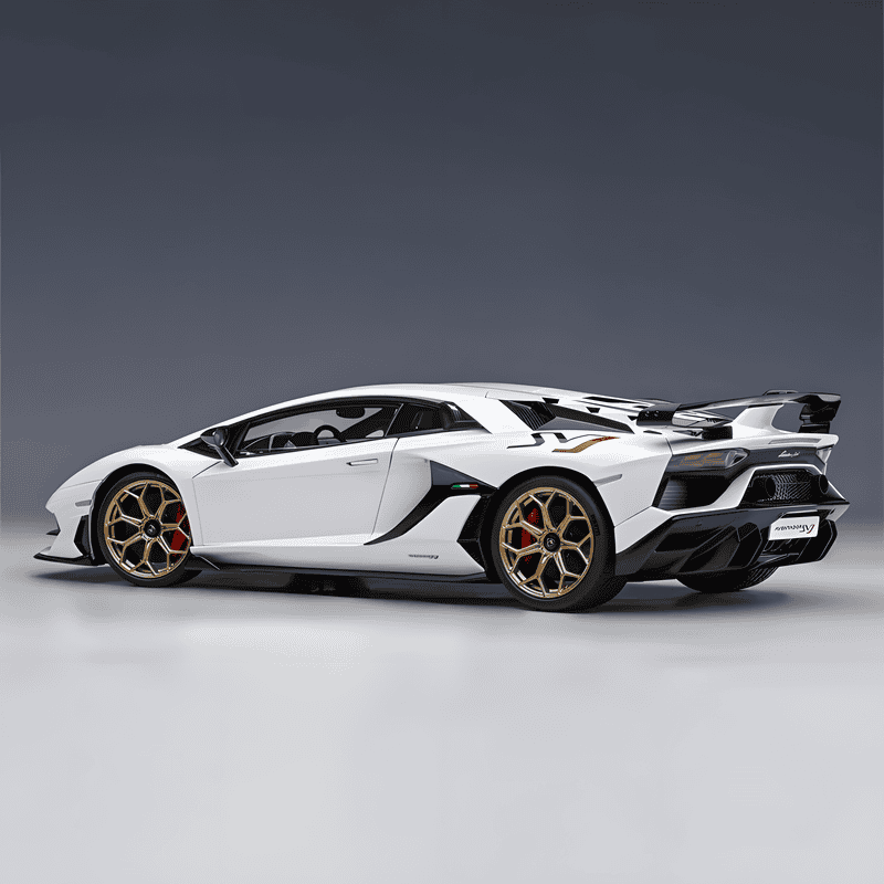 AutoArt Lamborghini Aventador SVJ 1:18 Scale Diecast Model – Diecast Supercar Collection(White)
