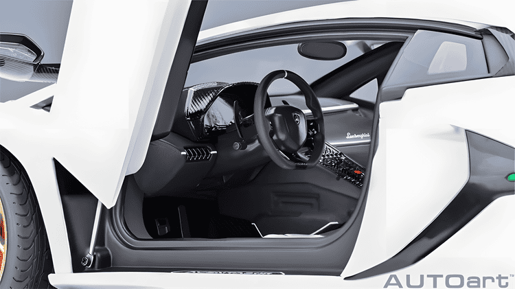 AutoArt Lamborghini Aventador SVJ 1:18 Scale Diecast Model – Diecast Supercar Collection(White)