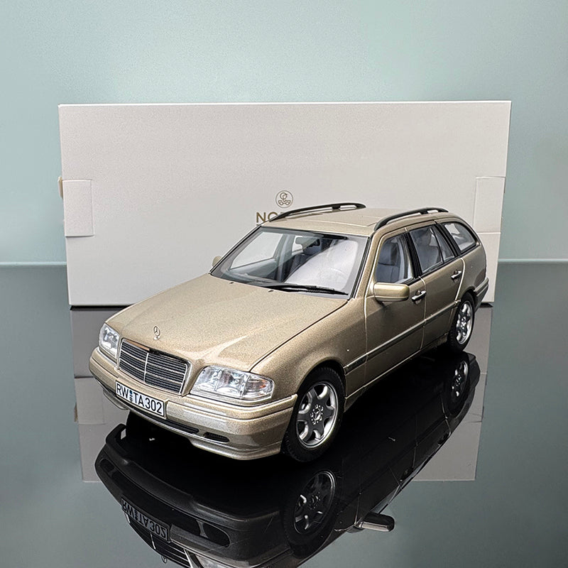 norev Mercedes-Benz C-Class 1997 Wagon Diecast Model – 1:18 Scale Fully Open Collectible (Champagne Silver)