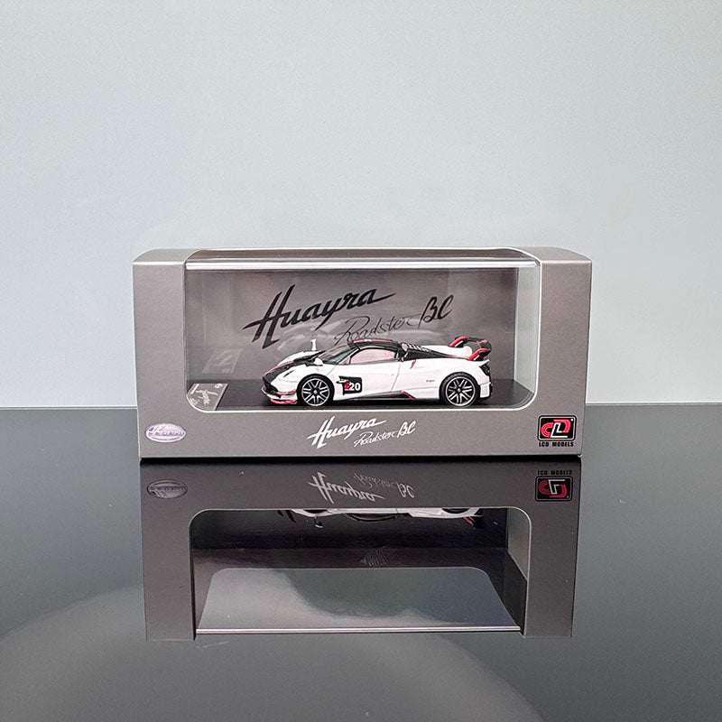 Pagani Huayra BC Convertible Diecast Model – 1:64 Collectible by LCD (White/Silver/Orange)