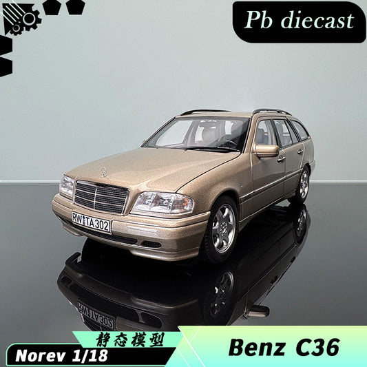 norev Mercedes-Benz C-Class 1997 Wagon Diecast Model – 1:18 Scale Fully Open Collectible (Champagne Silver)