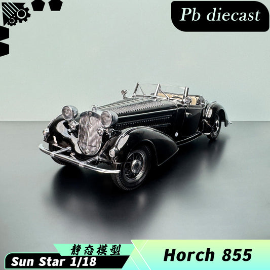 SunStar 1939 Horch 855 Special Roadster 1:18 Diecast Model – Black Edition