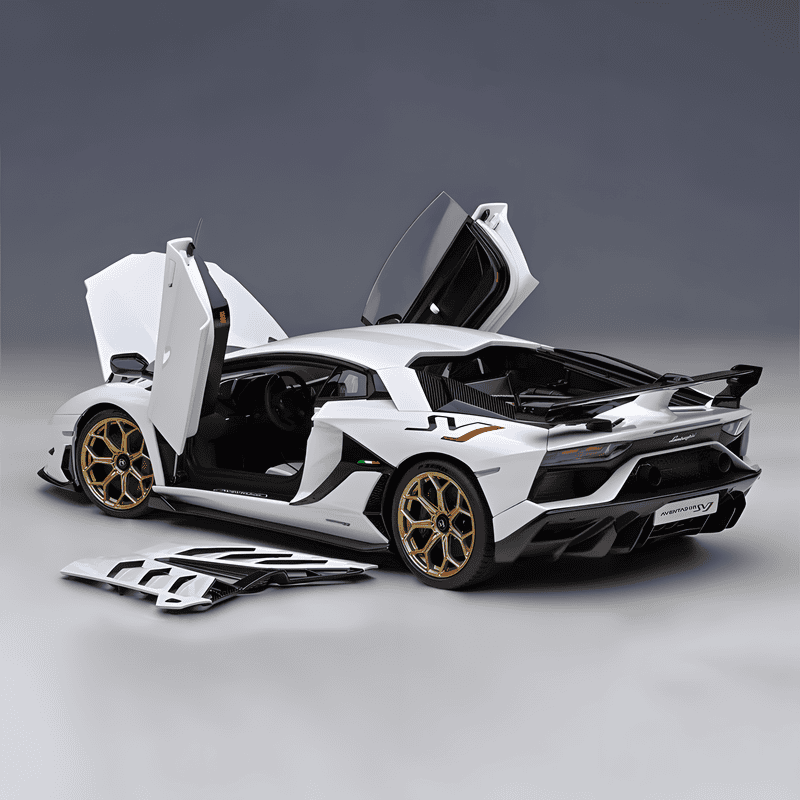 AutoArt Lamborghini Aventador SVJ 1:18 Scale Diecast Model – Diecast Supercar Collection(White)