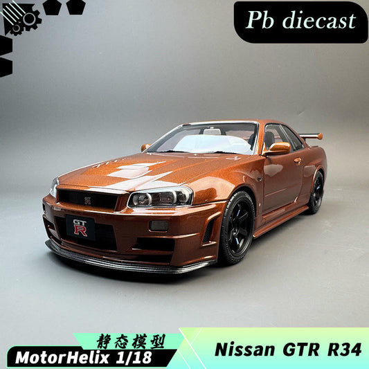 MotorHelix 1:18 Nissan GT-R R34 Metallic Bronze Diecast Car