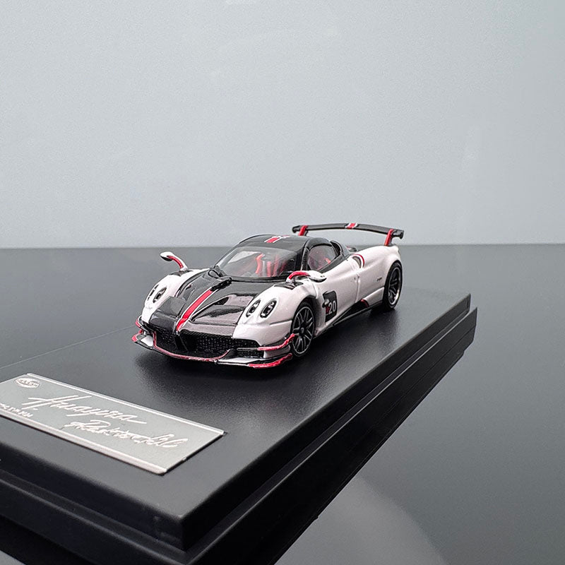 Pagani Huayra BC Convertible Diecast Model – 1:64 Collectible by LCD (White/Silver/Orange)