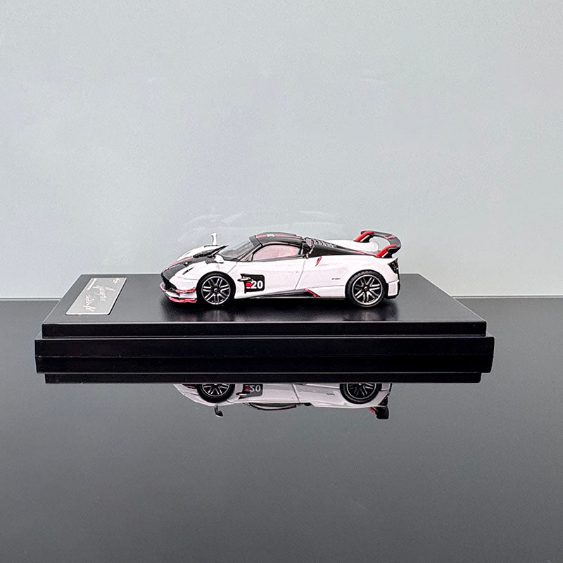 Pagani Huayra BC Convertible Diecast Model – 1:64 Collectible by LCD (White/Silver/Orange)