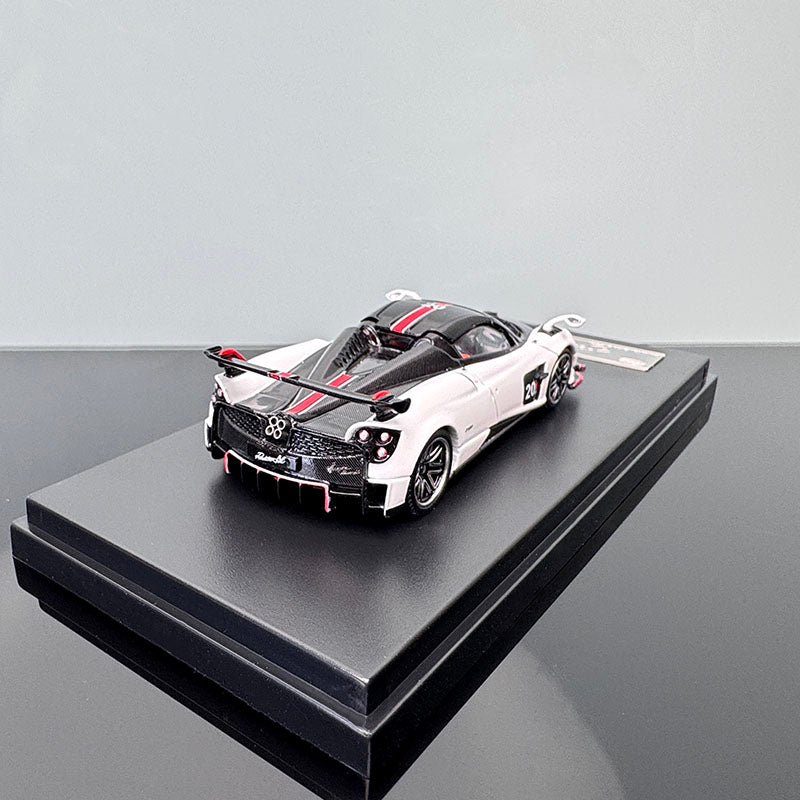 Pagani Huayra BC Convertible Diecast Model – 1:64 Collectible by LCD (White/Silver/Orange)