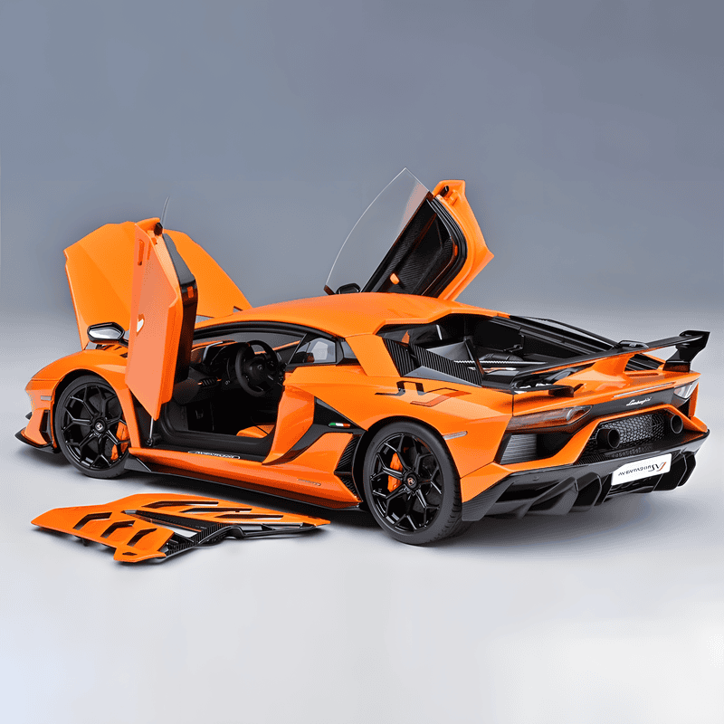 AutoArt Lamborghini Aventador SVJ 1:18 Scale Diecast Model – Diecast Supercar Collection(Orange)