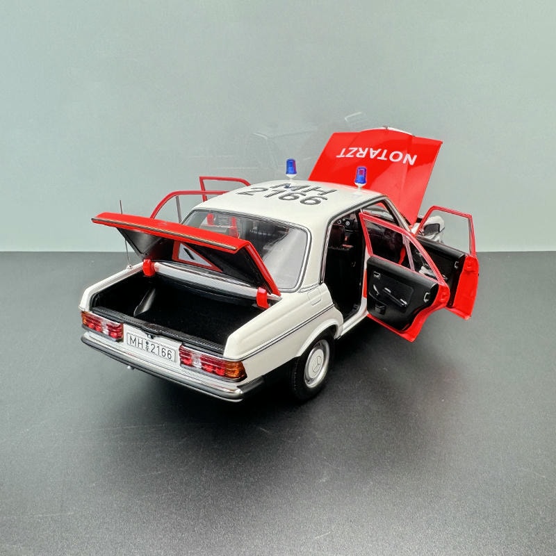 Norev 1:18 Scale Benz 200 (W123) Red & White Emergency Ambulance 183834 – Diecast Model Collection