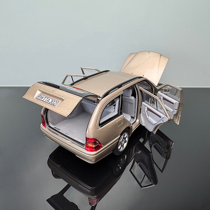 norev Mercedes-Benz C-Class 1997 Wagon Diecast Model – 1:18 Scale Fully Open Collectible (Champagne Silver)