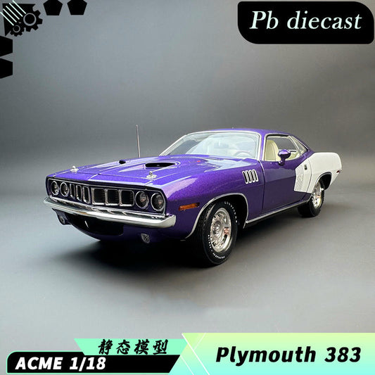 ACME 1:18 1971 Plymouth Cuda 383 In Violet Diecast Model