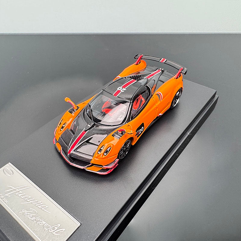 Pagani Huayra BC Convertible Diecast Model – 1:64 Collectible by LCD (White/Silver/Orange)