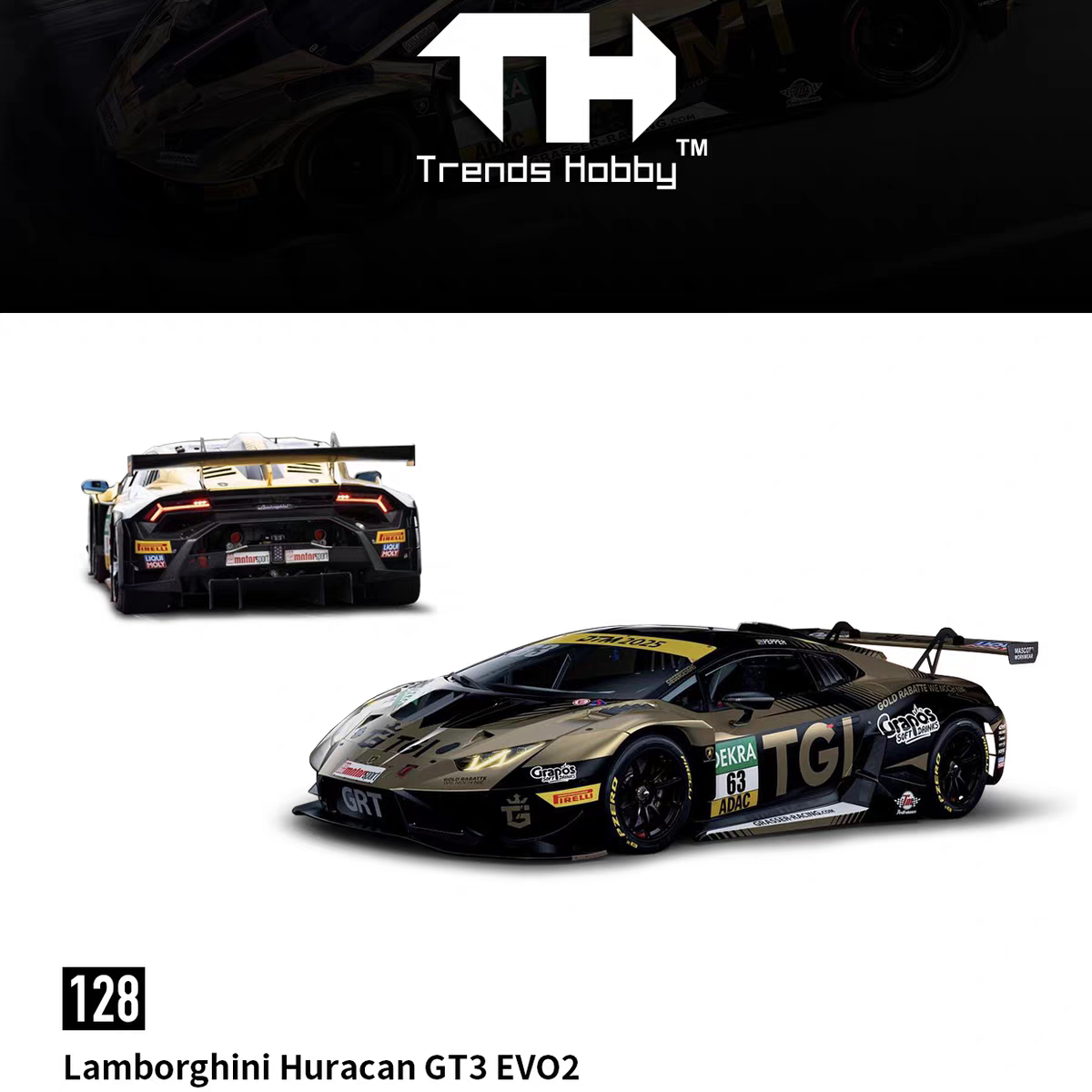 TH 1:64 Lamborghini Huracán GT3 EVO2 DTM Race Car Diecast Model