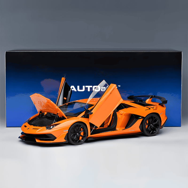 AutoArt Lamborghini Aventador SVJ 1:18 Scale Diecast Model – Diecast Supercar Collection(Orange)