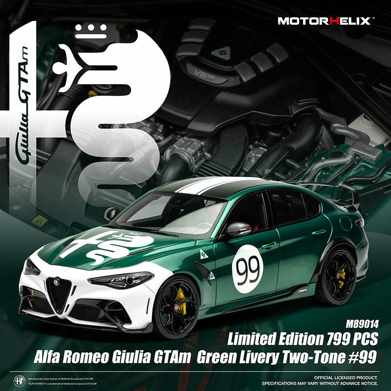 MotorHelix 1:18 Alfa Romeo Giulia GTAm Alloy Diecast Model – YX
