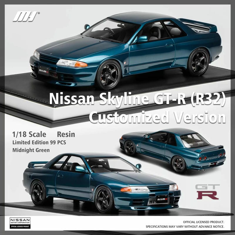 MH Nissan Skyline GT-R (R32) 1:18 Resin Model Car – YX car model