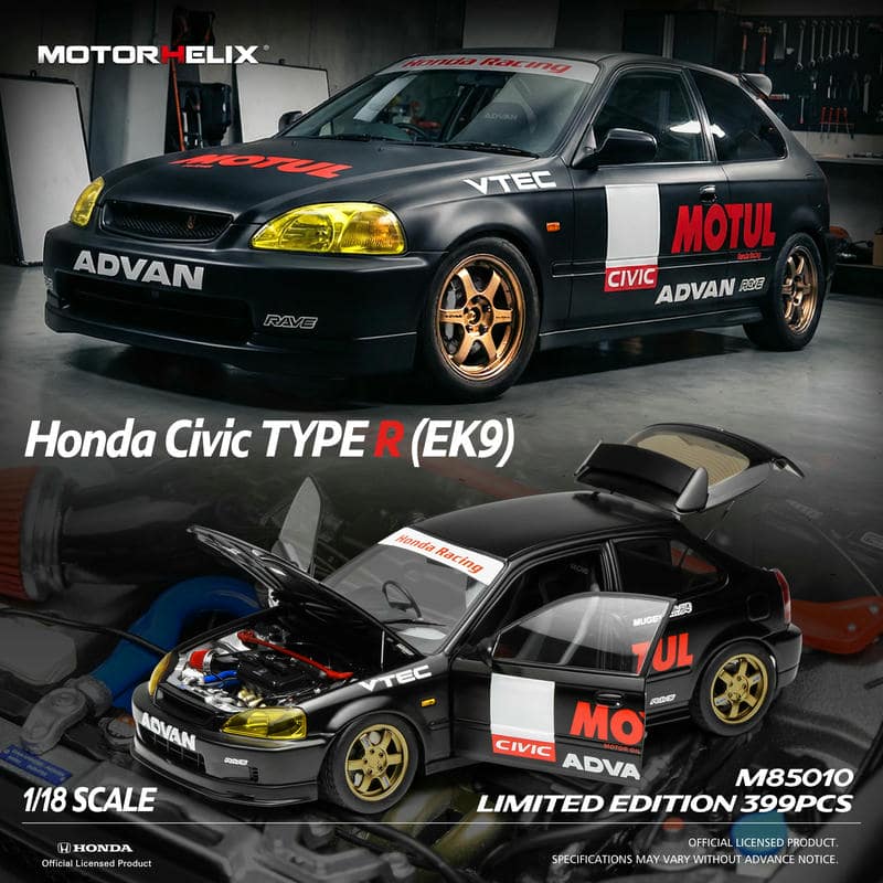 Motorhelix 1:18 Honda Civic Type R (EK9) Diecast Model – YX car model