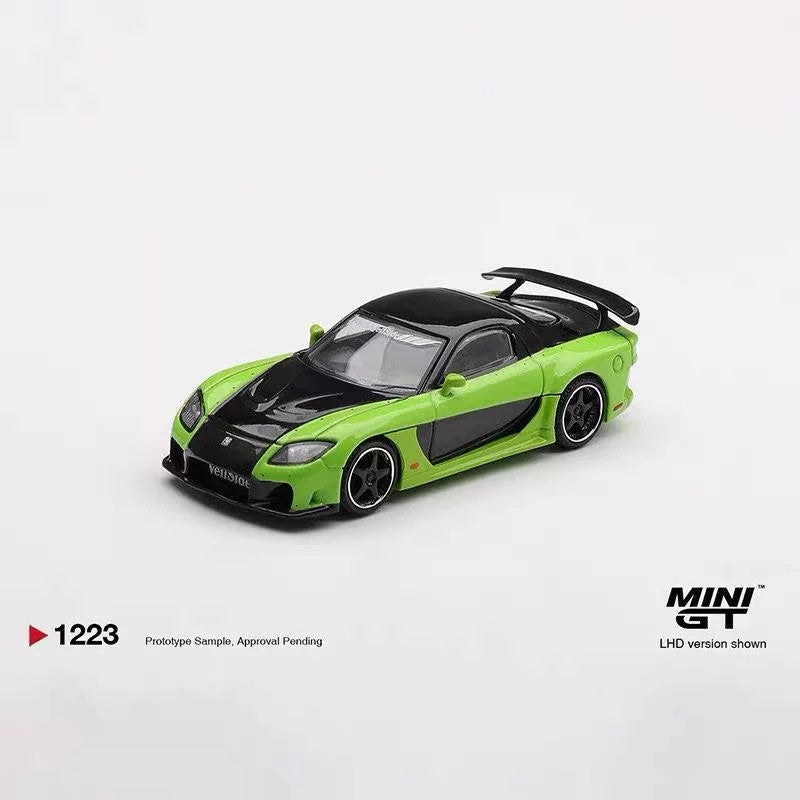 MINI GT #1223 1:64 Mazda RX-7 VeilSide Apple Green Diecast Model Car