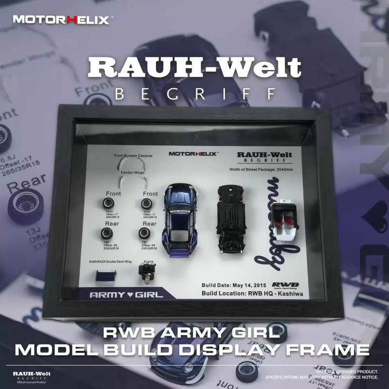 Motorhelix 1:64 Porsche RWB 964 Army Girl – Structure Display Frame Set