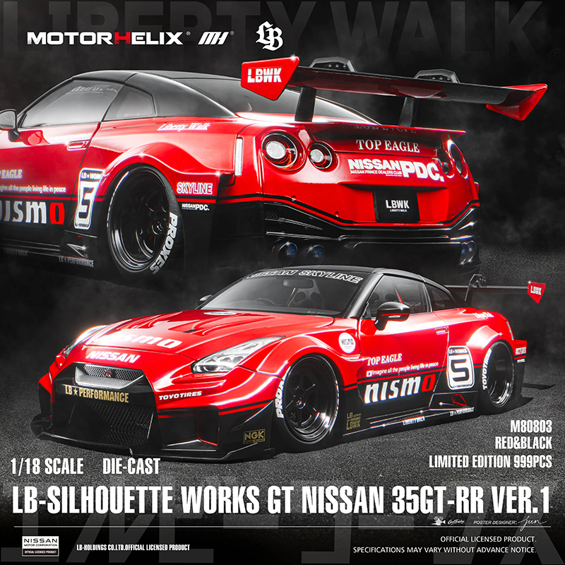 MotorHelix 1:18 Nissan GT-R R35 35GT-RR Widebody Diecast Model Car – Premium JDM