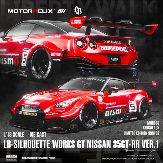 MotorHelix 1:18 Nissan GT-R R35 35GT-RR Widebody Diecast Model Car – Premium JDM