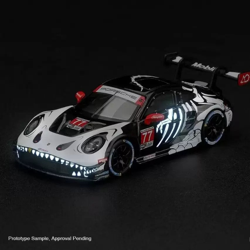 MINI GT 1:64 #1436 Porsche 911 GT3 R #77 Glow-in-the-Dark Dragon Racing Diecast Model Car – Motorsport Collectible