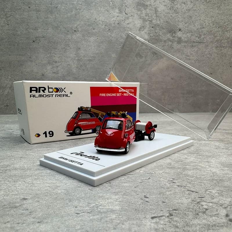 AR Box 1:64 BMW Isetta Fire Truck Set Red Diecast Model