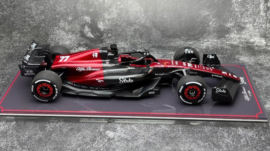 Alfa Romeo F1 C43 – #24 Zhou Guanyu Hungary GP Edition 1:18 Scale Diecast Model by Kilo NZG (Alloy Shell with Display Base & Cover)