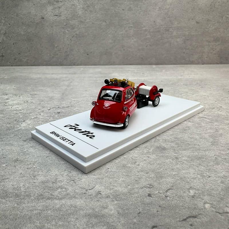 AR Box 1:64 BMW Isetta Fire Truck Set Red Diecast Model
