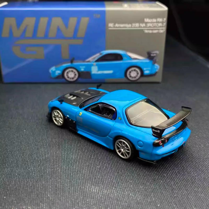 MINIGT 1:64 Mazda RX-7 RE-Amemiya Diecast Car – Blue – YX car model