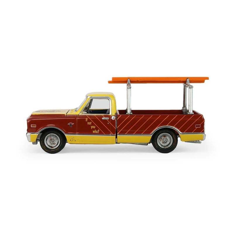 GreenLight 1:64 Chevrolet C-10 Pickup with Ladder Rack Warning Edition Diecast Model