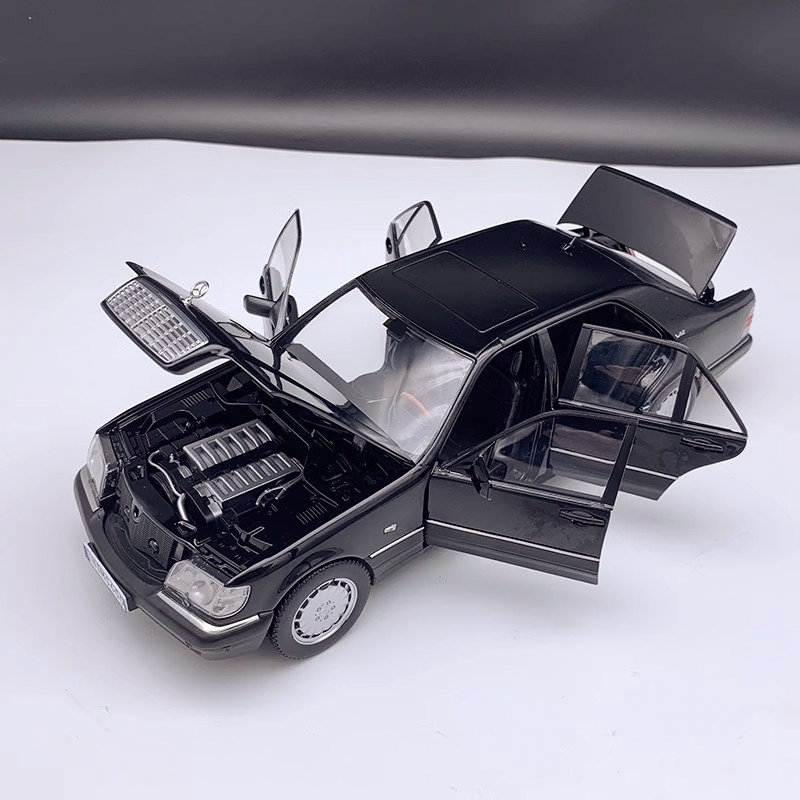1/18 original 1990 Mercedes-Benz S600 W140 Tiger Head Benz Black diecast car model classic car