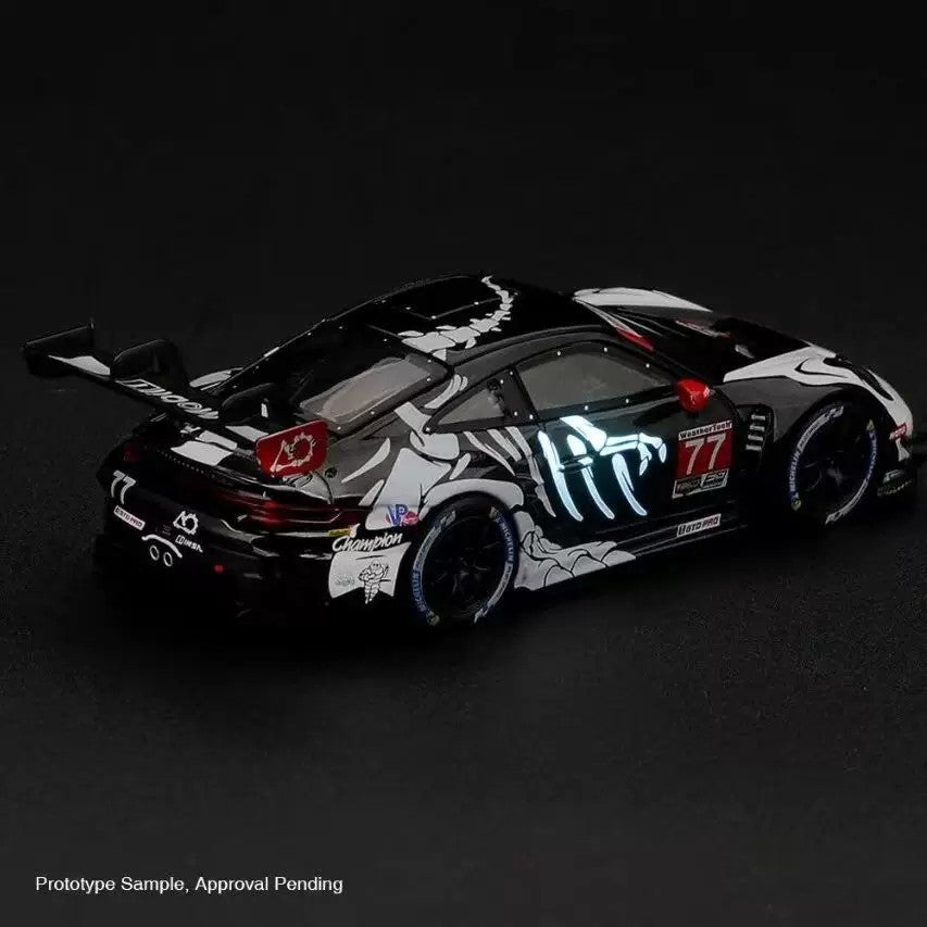 MINI GT 1:64 #1436 Porsche 911 GT3 R #77 Glow-in-the-Dark Dragon Racing Diecast Model Car – Motorsport Collectible