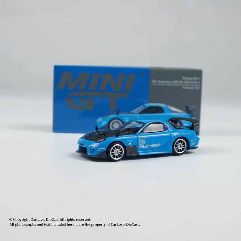 MINIGT 1:64 Mazda RX-7 RE-Amemiya Diecast Car – Blue – YX car model