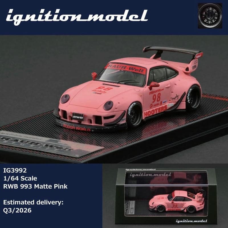 Ignition Model 1:64 Porsche RWB 993 Low Wing Matte Pink Diecast Model Car