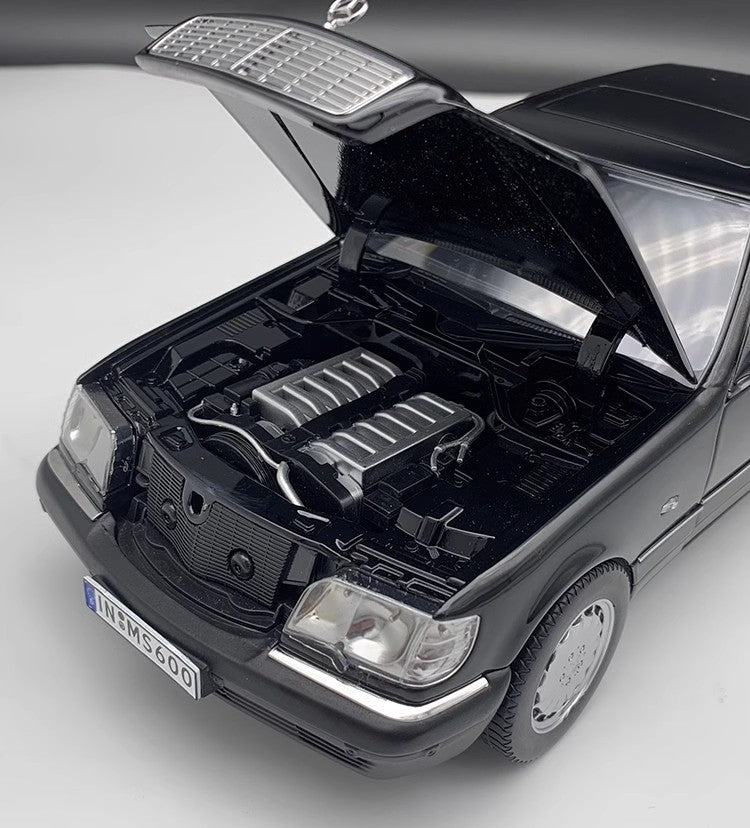 1/18 original 1990 Mercedes-Benz S600 W140 Tiger Head Benz Black diecast car model classic car