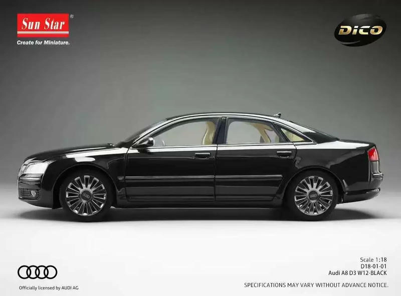 DICO MODEL & Sunstar Audi A8 D3 W12 1:18 Diecast Model Car