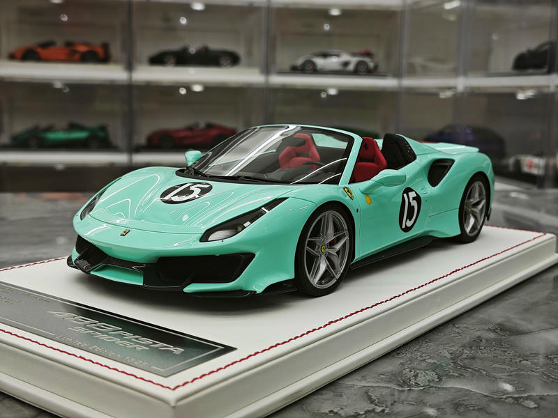 Dino Model 1:18 Ferrari 488 Pista Spider Resin Model – Tiffany Blue