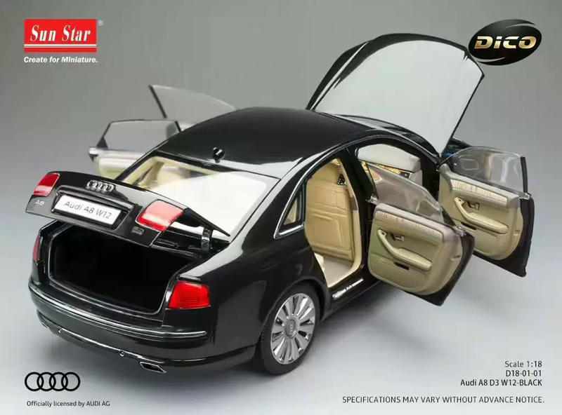 DICO MODEL & Sunstar Audi A8 D3 W12 1:18 Diecast Model Car
