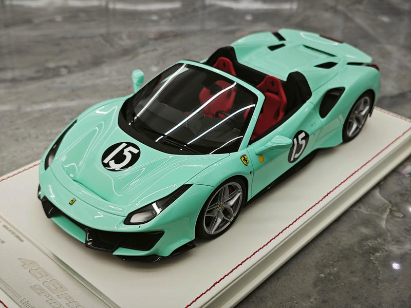 Dino Model 1:18 Ferrari 488 Pista Spider Resin Model – Tiffany Blue