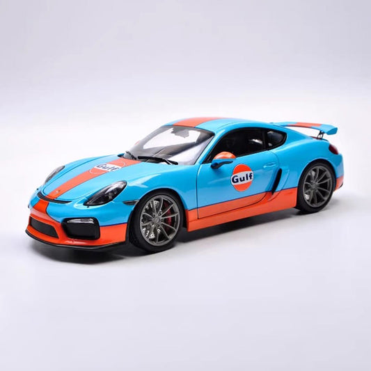 Schuco 1:18 Porsche Cayman GT4 – Gulf Edition Alloy Model